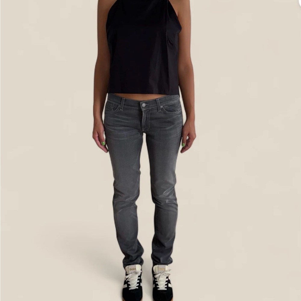 7 For All Mankind Dark Gray Skinny Jeans